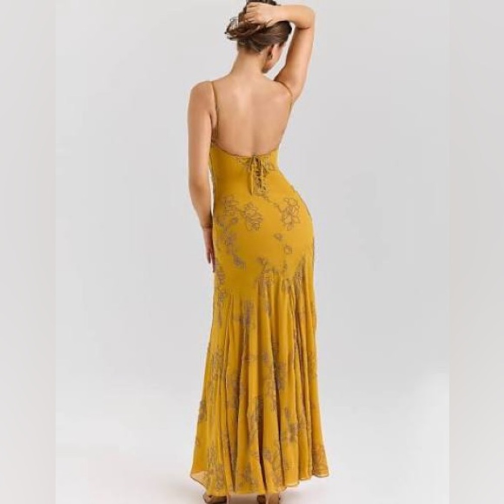 HOUSE OF CB 'Rosalia' Gold Embellished Hand Beaded Maxi Dress NWOT - Picture 3 of 10